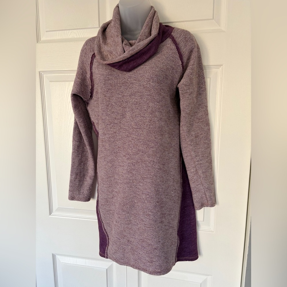 Kuhl Women’s NOVA Pullover Sweater Dress Cowl Neck Wool Blend Purple size Large - Picture 3 of 15
